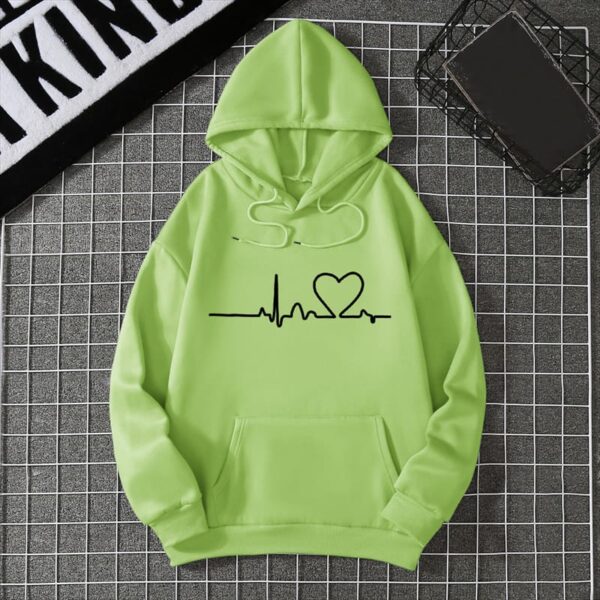Heart Beat Design Hoodie Green