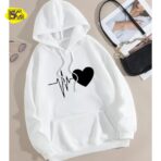 Heart Print Hoodie for Girls & Boys White