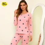 Heart Print Night Suit for Girls & Women | Sleepwear & Loungewear - Image 3