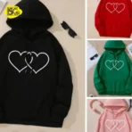 Heart Printed Hoodie for Girls | High Quality Soft Fleece Hoodie | Stylish Winter Wear