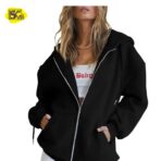 Stylish Black Hoodie for Winter - Winter Outfit for Women and Girls - Image 4