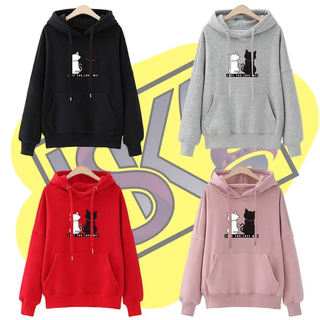 cat printed hoodie (1) High Quality Cat Printed Hoodie for Girls | Soft Fleece Winter Wear | Cute & Stylish Hoodie - Image 1
